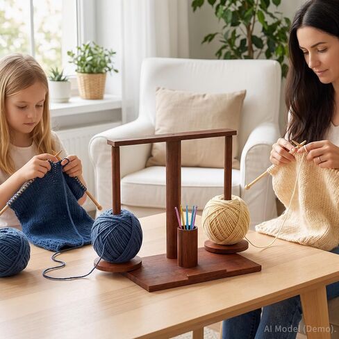 GloTika Wooden Yarn Holder with Double Drawer and 2 Magnetic Spindles in Kuwait