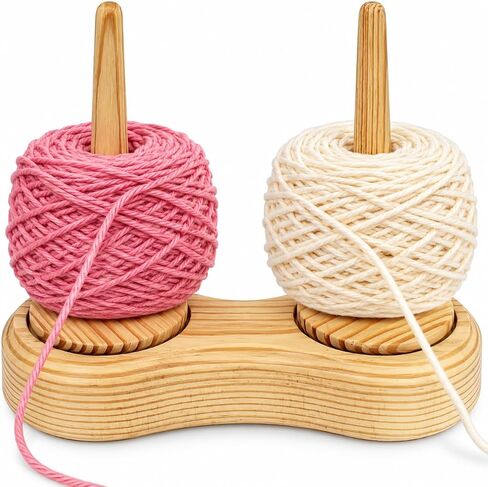 Wooden Yarn Holder with Rotating Base, 7 Inch Yarn Spinner Stand for Knitting and Crochet, Yarn Dispenser for Yarn Cakes, Skeins and Balls in Saudi Arabia
