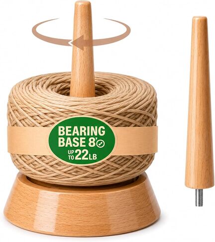 Kraftica Wooden Yarn Holder with Smooth Bearing, Tangle-Free Yarn Spinner for Knitting & Crochet, Heavy Base with Anti-Slip Feet, Dual Spindles, Holds up to 22 lb Chunky Yarn. in Kuwait