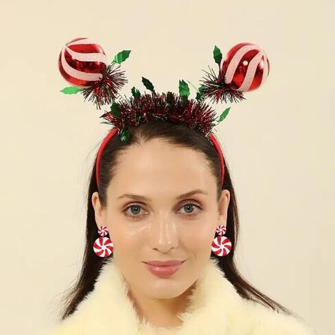 Christmas Candy Earrings for Women Girls Cute Handmade Acrylic Red Green Peppermint Candy Cane Color Dangle Drop Statement Earrings Christmas Holiday Party Decorations (Green) in Kuwait