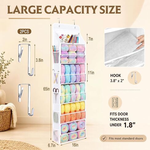 Yarn Storage Organizer, Over the Door Organizer, 5 Front Pockets in Kuwait