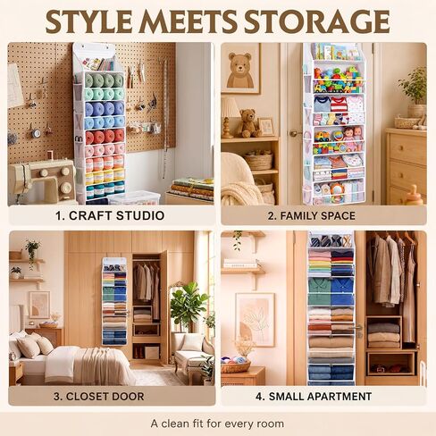 Yarn Storage Organizer, Over the Door Organizer, 5 Front Pockets in Kuwait