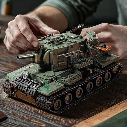 Military Tank Building Set for Adults, 2235-Piece KV-2 Heavy Tank Model Kit, Detailed Armored Vehicle Building Blocks with Rotating Turret, Large Military Display Model for Collectors, Ages 14+ in Kuwait