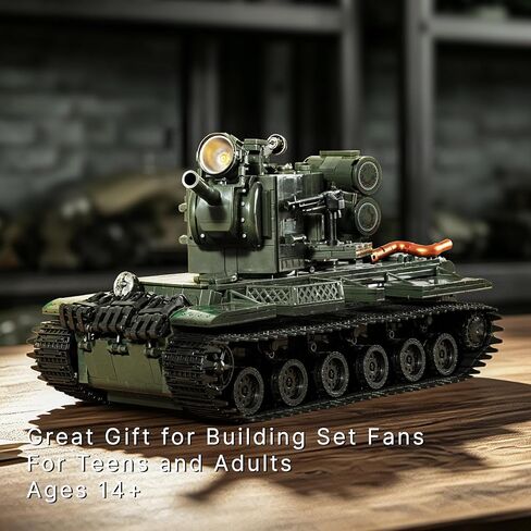 Military Tank Building Set for Adults, 2235-Piece KV-2 Heavy Tank Model Kit, Detailed Armored Vehicle Building Blocks with Rotating Turret, Large Military Display Model for Collectors, Ages 14+ in Kuwait