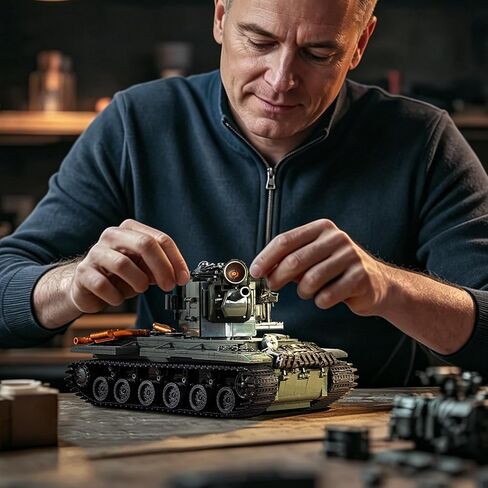 Military Tank Building Set for Adults, 2235-Piece KV-2 Heavy Tank Model Kit, Detailed Armored Vehicle Building Blocks with Rotating Turret, Large Military Display Model for Collectors, Ages 14+ in Kuwait