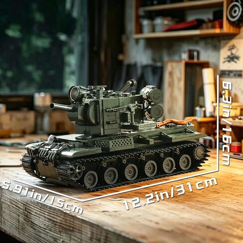 Military Tank Building Set for Adults, 2235-Piece KV-2 Heavy Tank Model Kit, Detailed Armored Vehicle Building Blocks with Rotating Turret, Large Military Display Model for Collectors, Ages 14+ in Kuwait