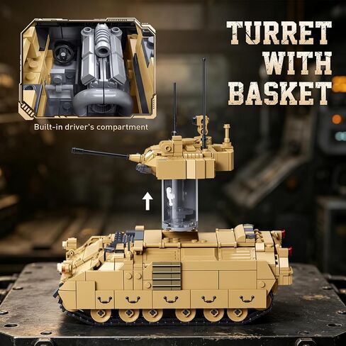 Sluban M3A3 Bradley Infantry Fighting Vehicle Building Blocks Set, 905 PCS Military Armored Vehicle Model Kit, Bradley Tank Building Kit Construction Toy Gift for Adults in Kuwait