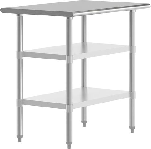 Flash Furniture Randolph Stainless Steel 18 Gauge Work Table with 1.5" Backsplash and 2 Undershelves - 60"W x 24"D x 36"H, NSF in Saudi Arabia