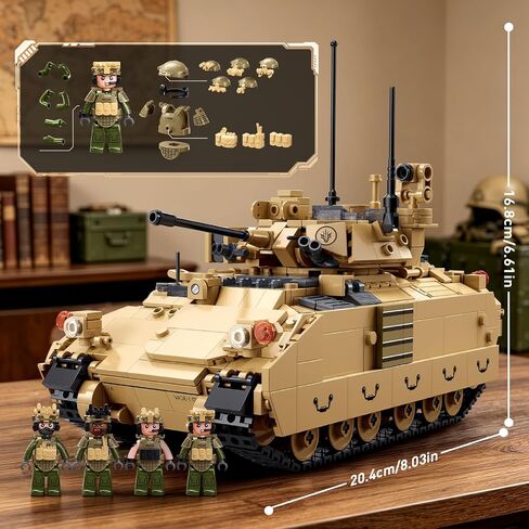 Sluban M3A3 Bradley Infantry Fighting Vehicle Building Blocks Set, 905 PCS Military Armored Vehicle Model Kit, Bradley Tank Building Kit Construction Toy Gift for Adults in Kuwait