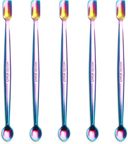 CYFUN DESIGN 5 Colors 304 Stainless Steel Craft Spoons Set for DIY Scrapbooking Glitter Embossing Powders Sequins and Other Small Embellishment Craft Cardmaking High Lighten in Kuwait