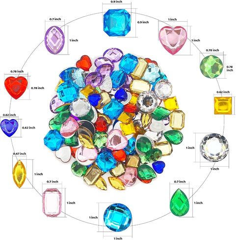 MUXGOA 120 Pcs 1" Rhinestone for Crafting,12 Different Shapes Assorted Colorful Jewels for Crafting Stick-On Gems for Crafts Party Decoration Accessories in Kuwait