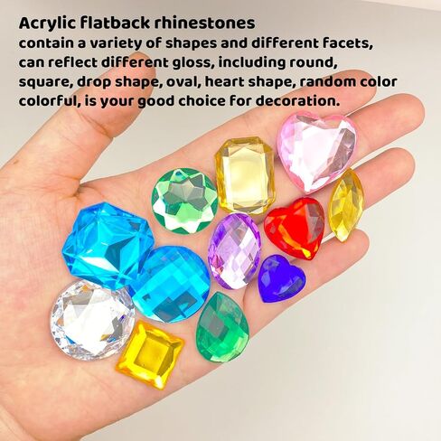 MUXGOA 120 Pcs 1" Rhinestone for Crafting,12 Different Shapes Assorted Colorful Jewels for Crafting Stick-On Gems for Crafts Party Decoration Accessories in Kuwait