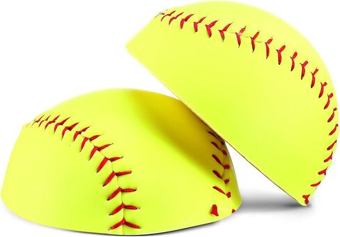 Gemscream 2 Pcs Half Softballs for Halloween Crafts Real Leather Softball Decorations 3D Softball Party Supplies Halloween Costume Accessories, Room Decor, Gift for Party Supply in Saudi Arabia