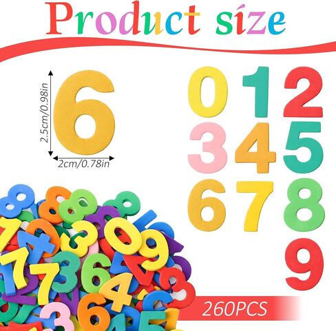 260PCS Numbers Foam Stickers, Self-Adhesive Felt Numbers Self Adhesive 1-9 Number Alphabet Sticker, Foam Number Stickers for DIY Crafts Scrapbooking Project Party Decorations, Colorful in Kuwait