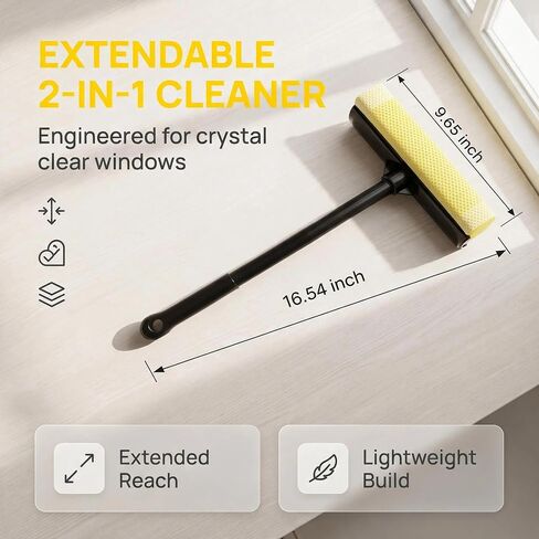 MULING Window Squeegee Cleaning Tool Window Cleaner Car Squeegee Windshield Cleaning Sponge and Rubber Squeegee,BlackM in Kuwait