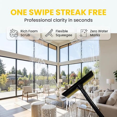 MULING Window Squeegee Cleaning Tool Window Cleaner Car Squeegee Windshield Cleaning Sponge and Rubber Squeegee,BlackM in Kuwait