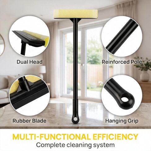 MULING Window Squeegee Cleaning Tool Window Cleaner Car Squeegee Windshield Cleaning Sponge and Rubber Squeegee,BlackM in Kuwait