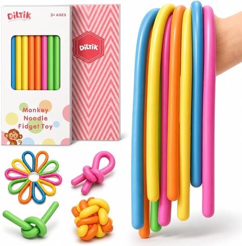 10 Pack Sensory Autism Toys for Kids – Gift Box Upgraded Extra-Thick Stretchy Sensory Strings for School Classroom Rewards Back to School Birthday Party Favors (Smooth) in Kuwait