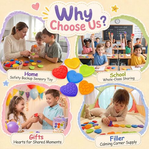 KLT Fidget Toys Bulk for Kids: 100pcs Heart Worry Stones - Quiet Classroom Appreciation Gifts for Students - Small Calming Sensory Toys - Stress Relief for Autism ADHD Kids - Thanksgiving Party Favors in Saudi Arabia