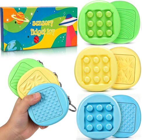 Clicker Bubble Wrap Fidget Toys for Kids 3 Pcs Clicker Keychain Calm Down Corner Supplies Classroom Must Have Pop It Toys ADHD Autism Anxiety Stress Relief Item Special Education Needs Quiet Sensory in Kuwait