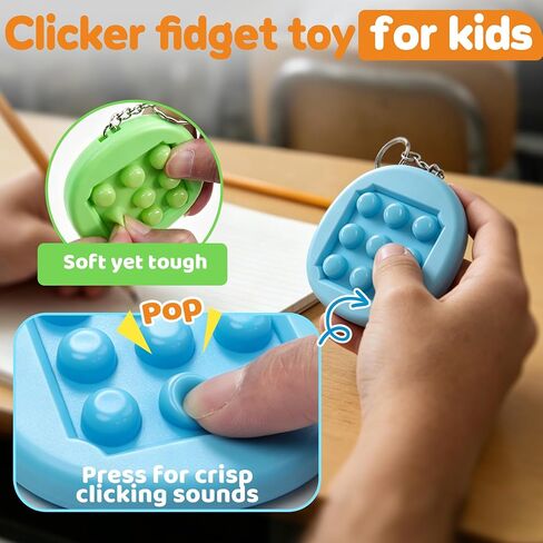 Clicker Bubble Wrap Fidget Toys for Kids 3 Pcs Clicker Keychain Calm Down Corner Supplies Classroom Must Have Pop It Toys ADHD Autism Anxiety Stress Relief Item Special Education Needs Quiet Sensory in Kuwait