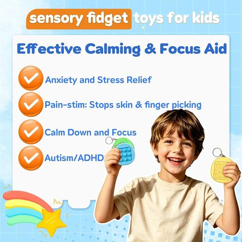 Clicker Bubble Wrap Fidget Toys for Kids 3 Pcs Clicker Keychain Calm Down Corner Supplies Classroom Must Have Pop It Toys ADHD Autism Anxiety Stress Relief Item Special Education Needs Quiet Sensory in Kuwait