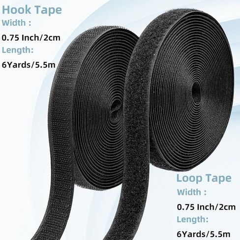 Sew on Hook and Loop Tape 3/4 Inch x 6 Yards Black, Strong Non-Adhesive in Kuwait