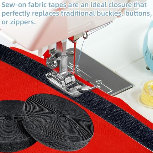 Sew on Hook and Loop Tape 3/4 Inch x 6 Yards Black, Strong Non-Adhesive in Kuwait