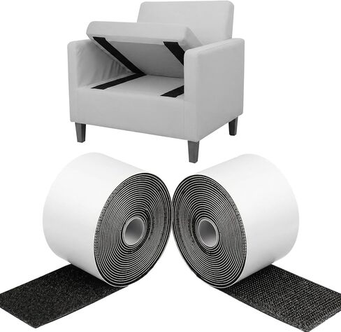 4.4'' x 16.5 Feet Heavy Duty Hook and Loop Tape Adhesive Black - Strength Fastener for Couch Cushions & Rug Gripper carpets, Picture Wall Hanging, Furniture & Home Decor Mounting, indoor & outdoor use in Kuwait