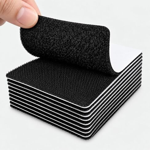 Lequin 10 Sets 4x6 Inch Hook and Loop Strips with Adhesive, Heavy Duty Hook and Loop Tape, Large Black Cut-to-Size Fastener Sheets for Couch Cushions, Crafts, Home & Office in Kuwait