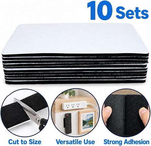Lequin 10 Sets 4x6 Inch Hook and Loop Strips with Adhesive, Heavy Duty Hook and Loop Tape, Large Black Cut-to-Size Fastener Sheets for Couch Cushions, Crafts, Home & Office in Kuwait