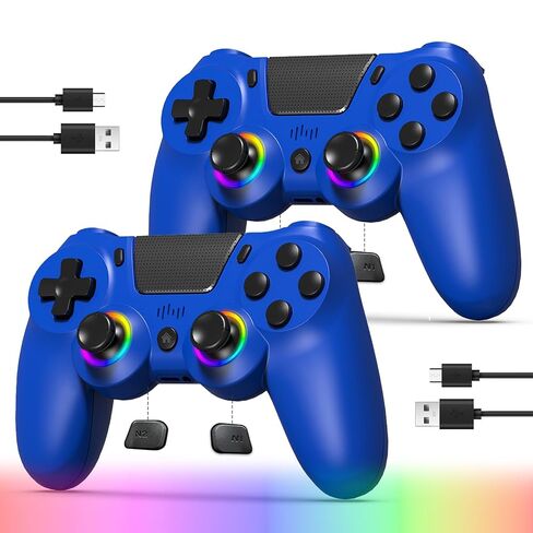 TJPD Wireless Controller for PS4, Wireless Remote Gamepad with Unique Cracked Design/8 Adjustable LED Colors/Programmable Back Buttons/Super Turbo/Dual Vibration, Widely Compatible with PS4/PC/iOS in Kuwait