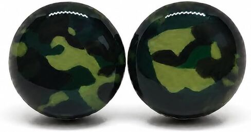 Stud Earrings, Camouflage, 10 mm, Handmade, Stainless Steel Posts for Sensitive Ears Stud For Men Women Girls Boys (Forest Green Camo 2) in Kuwait