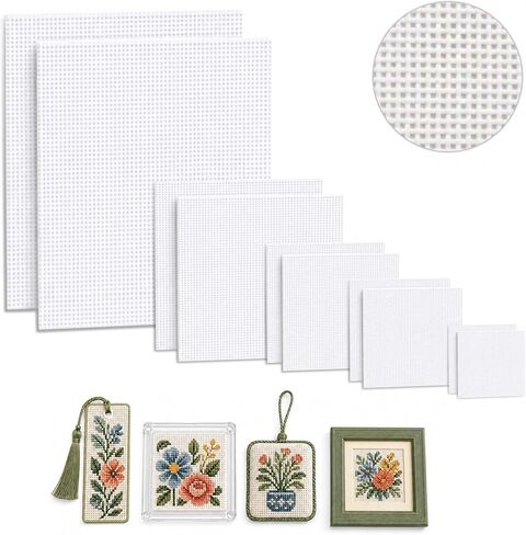 13 Mesh Blank Needlepoint Canvas Sheets, 10 Pack, 6 x 6 to 14 x 18 Inches in Kuwait