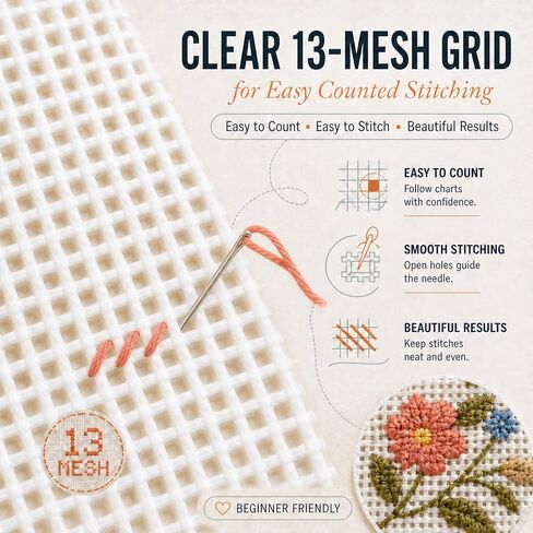 13 Mesh Blank Needlepoint Canvas Sheets, 10 Pack, 6 x 6 to 14 x 18 Inches in Kuwait