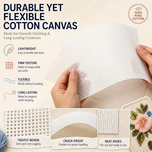 13 Mesh Blank Needlepoint Canvas Sheets, 10 Pack, 6 x 6 to 14 x 18 Inches in Kuwait