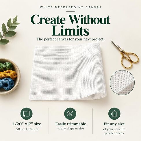 Rolled Needlepoint Canvas 13 Mesh, 20"x17" Blank Cotton Canvas in Kuwait