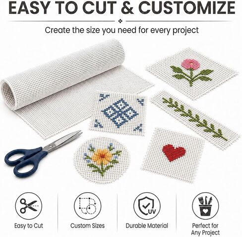 Needlepoint Canvas, 20 x 17 Inches, 13 Mesh White Cotton Embroidery Canvas in Kuwait