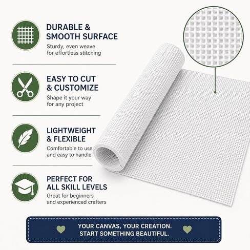 Needlepoint Canvas, 20 x 17 Inches, 13 Mesh White Cotton Embroidery Canvas in Kuwait