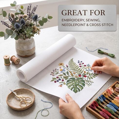 Needlepoint Canvas, 20 x 17 Inches, 13 Mesh White Cotton Embroidery Canvas in Kuwait