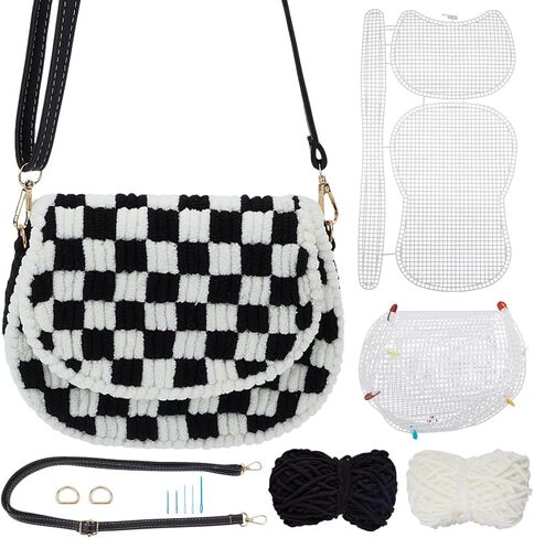 FREEBLOSS DIY Plastic Canvas Mesh Bag Kit Needlepoint Craft Kit with Blank Mesh Canvas Sheets Embroidery and Crochet Projects for Handbag Making in Kuwait