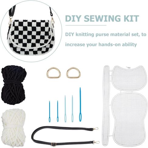 FREEBLOSS DIY Plastic Canvas Mesh Bag Kit Needlepoint Craft Kit with Blank Mesh Canvas Sheets Embroidery and Crochet Projects for Handbag Making in Kuwait