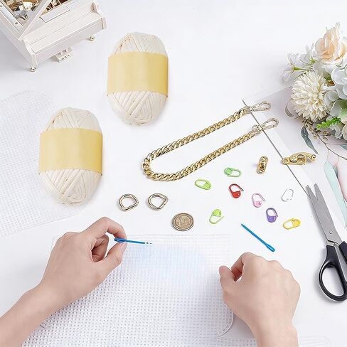 FREEBLOSS DIY Plastic Canvas Mesh Bag Kit Blank Mesh Canvas Sheets for Embroidery Needlepoint Craft Kit Knit and Crochet Projects Handbag Making Accessories, Beige in Kuwait