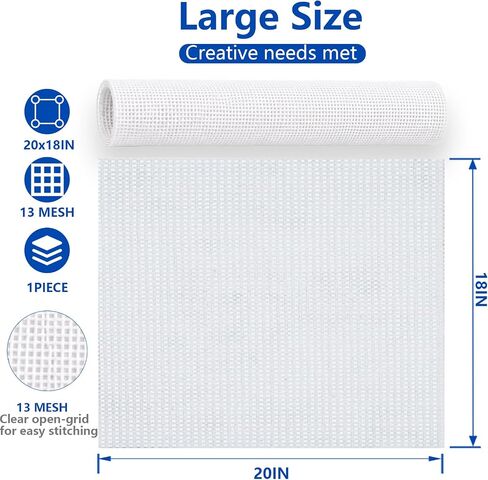 13 Mesh Needlepoint Canvas, 20" x 18" Pure Cotton Blank Canvas in Kuwait