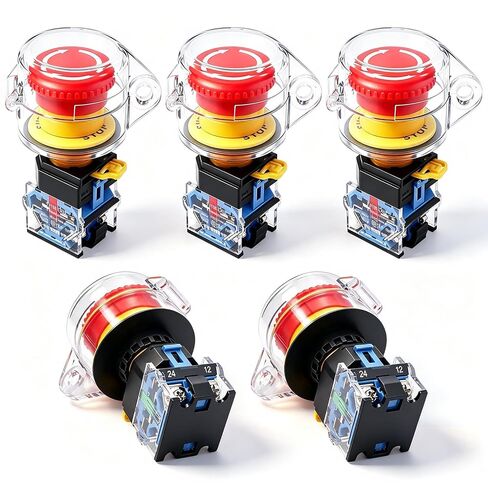 TWTADE/Red Green Momentary Switch, Red Mushroom Emergency Stop Latching Push Button Switch,3 Positions 2NO Latching Select Selector Switch Station Box (Quality Assurance for 3 Years) hz-11ZS-20X-GR in Kuwait
