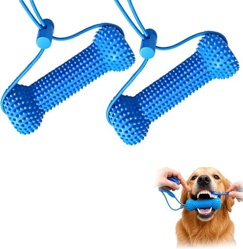 Dog Toys Dual-Action Teeth Cleaning Mouth Prop, Chew Toy for Easier Brushing Oral Care, for Daily Home Use, for Small Medium Large Dogs (2 PCS) in Kuwait