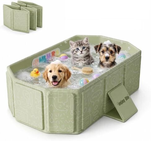 Foldable Portable Bathtub for Pets,Dog,Cat, Freestanding PP Plastic and PVC, Capacity, Portable Green for Pets Play in Kuwait