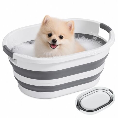 Collapsible Dog Bath Tub, Portable Puppy Bathtub for Small Pets, Grey in Kuwait