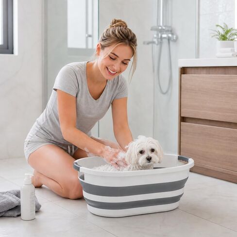 Collapsible Dog Bath Tub, Portable Puppy Bathtub for Small Pets, Grey in Kuwait