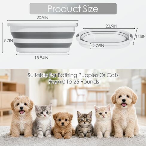 Collapsible Dog Bath Tub, Portable Puppy Bathtub for Small Pets, Grey in Kuwait